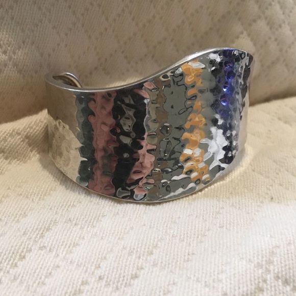 TAXCO Mexico Sterling Silver Hammered Wave Cuff Bangle Bracelet - Picture 15 of 15